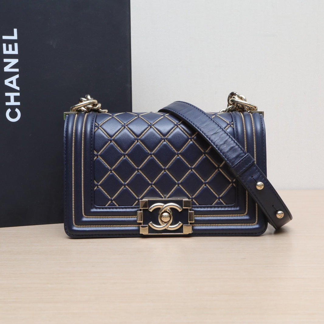 95新 Chanel/香奈儿 【攀攀双双】Leboy小号20.5cm蓝色24开珐琅扣