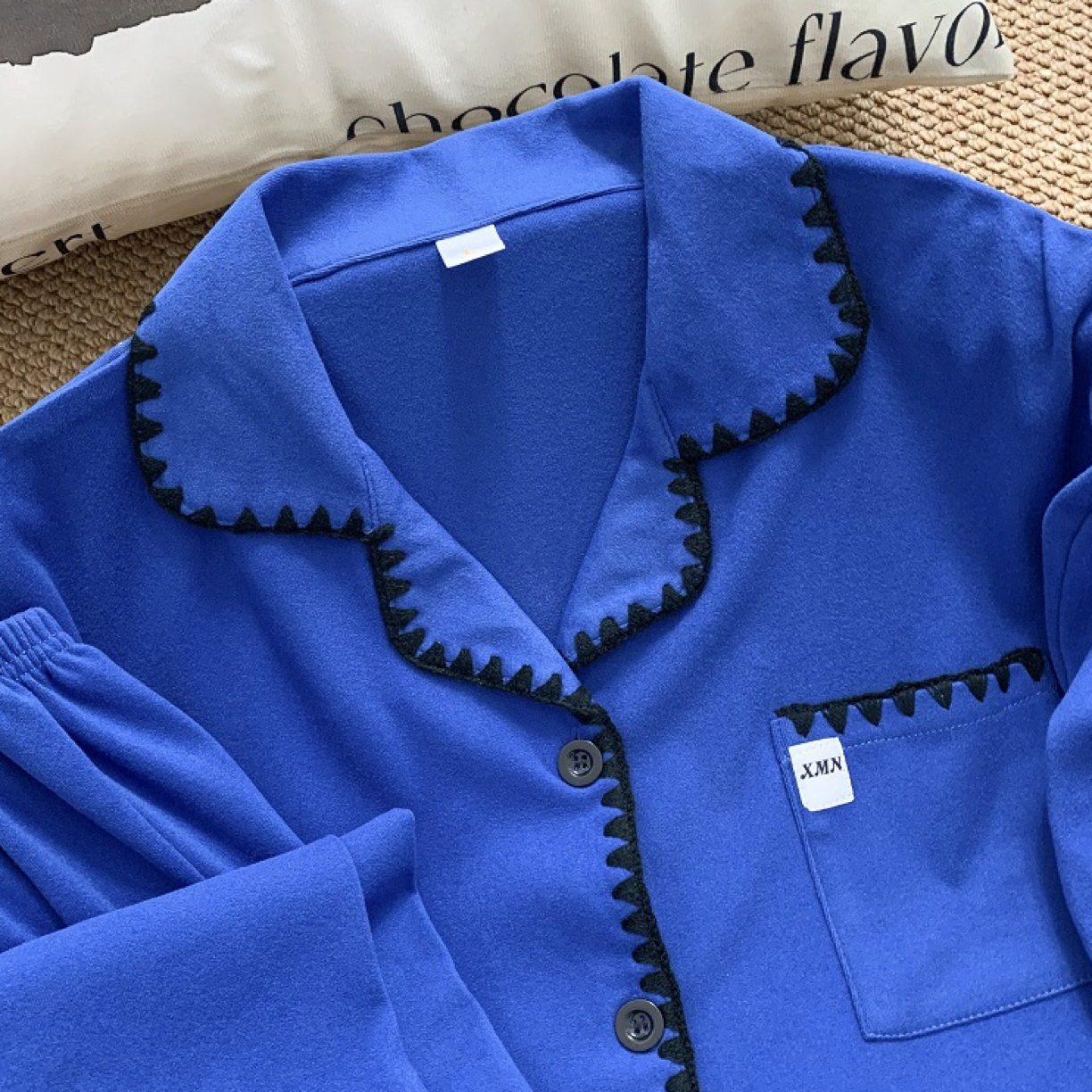 德绒克莱因蓝250斤睡衣女套装舒适休闲家居服