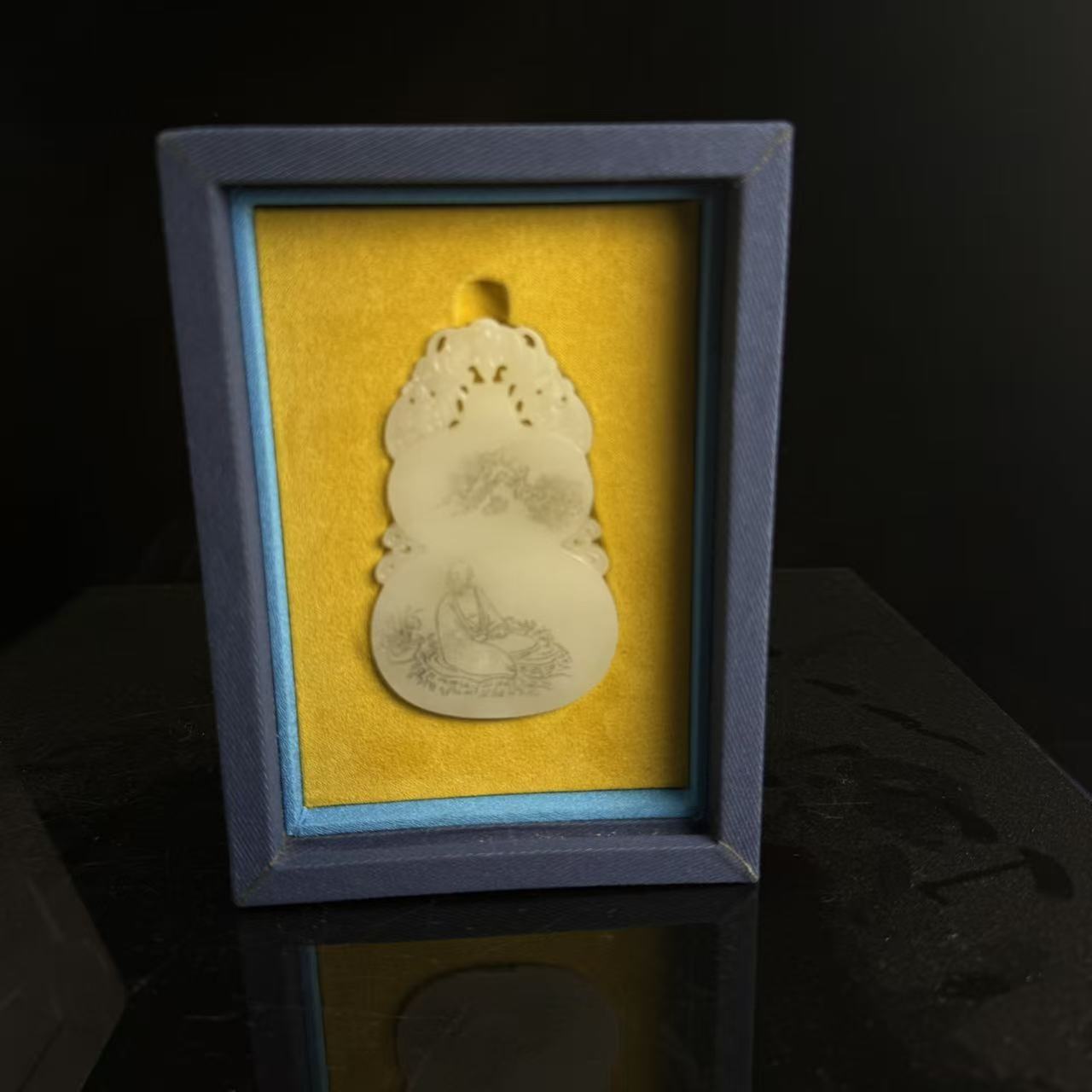 旧藏和田玉罗汉诗文牌