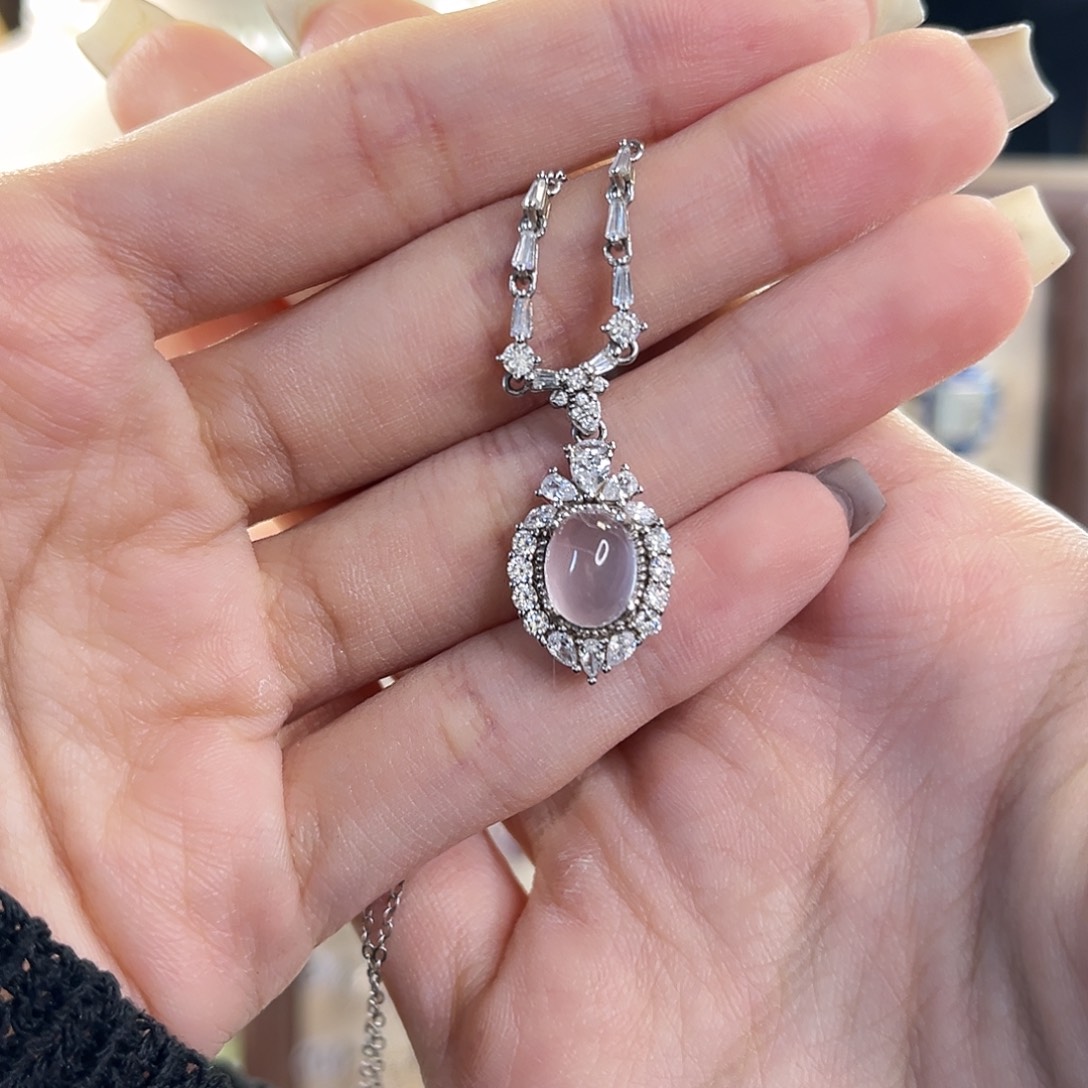 水晶项链银S925镶嵌