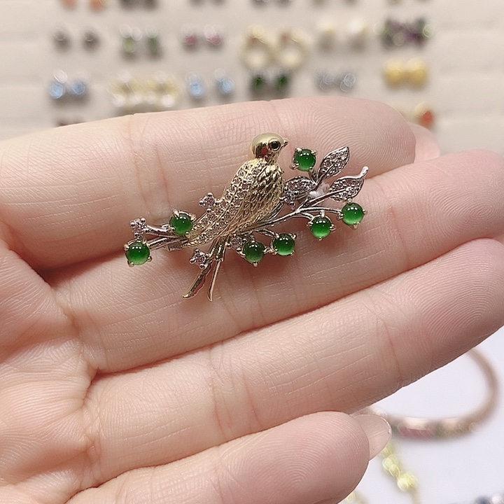 翡翠颈饰银S925镀金镶嵌