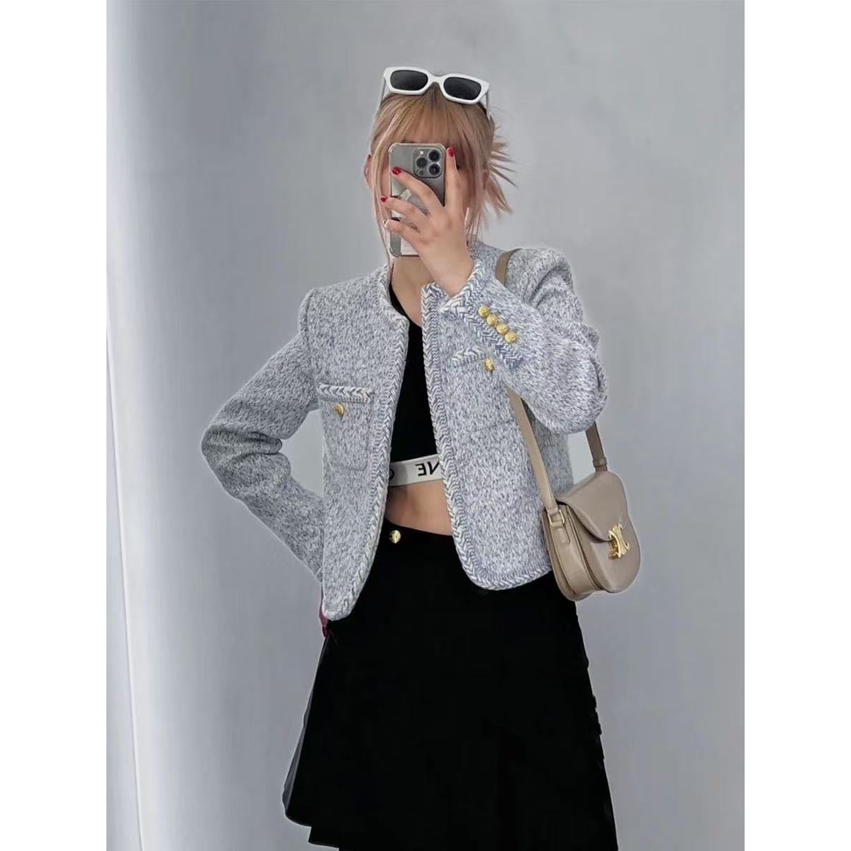 推荐 小香风厚款秋冬季法式常规袖短外套重工时尚修身女装