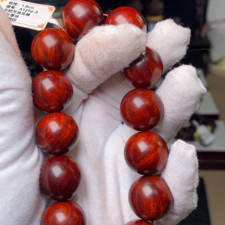 小叶紫檀手串/手链原汁原味1.8cm 鸡血红泥料特价51-52g