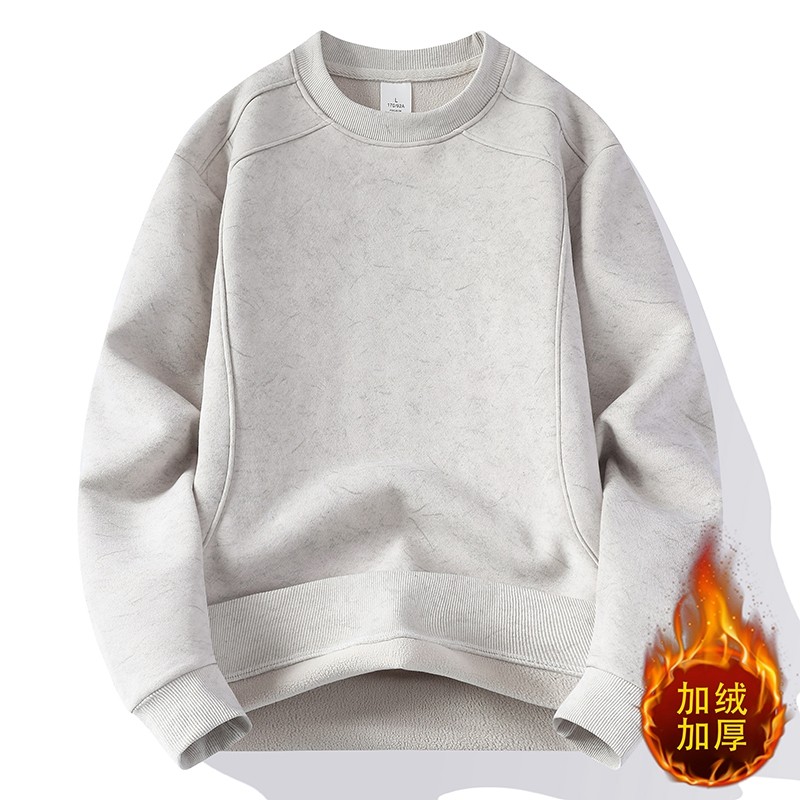 【高品质 卫衣】冬季加绒做旧炒色衣打底衫套头长袖圆领卫衣男25118