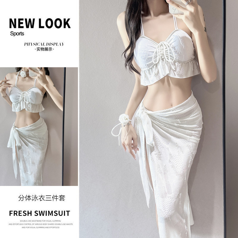 泰式度假海岛性感分体泳衣女bikini比基尼韩国三件套ins纯欲风女
