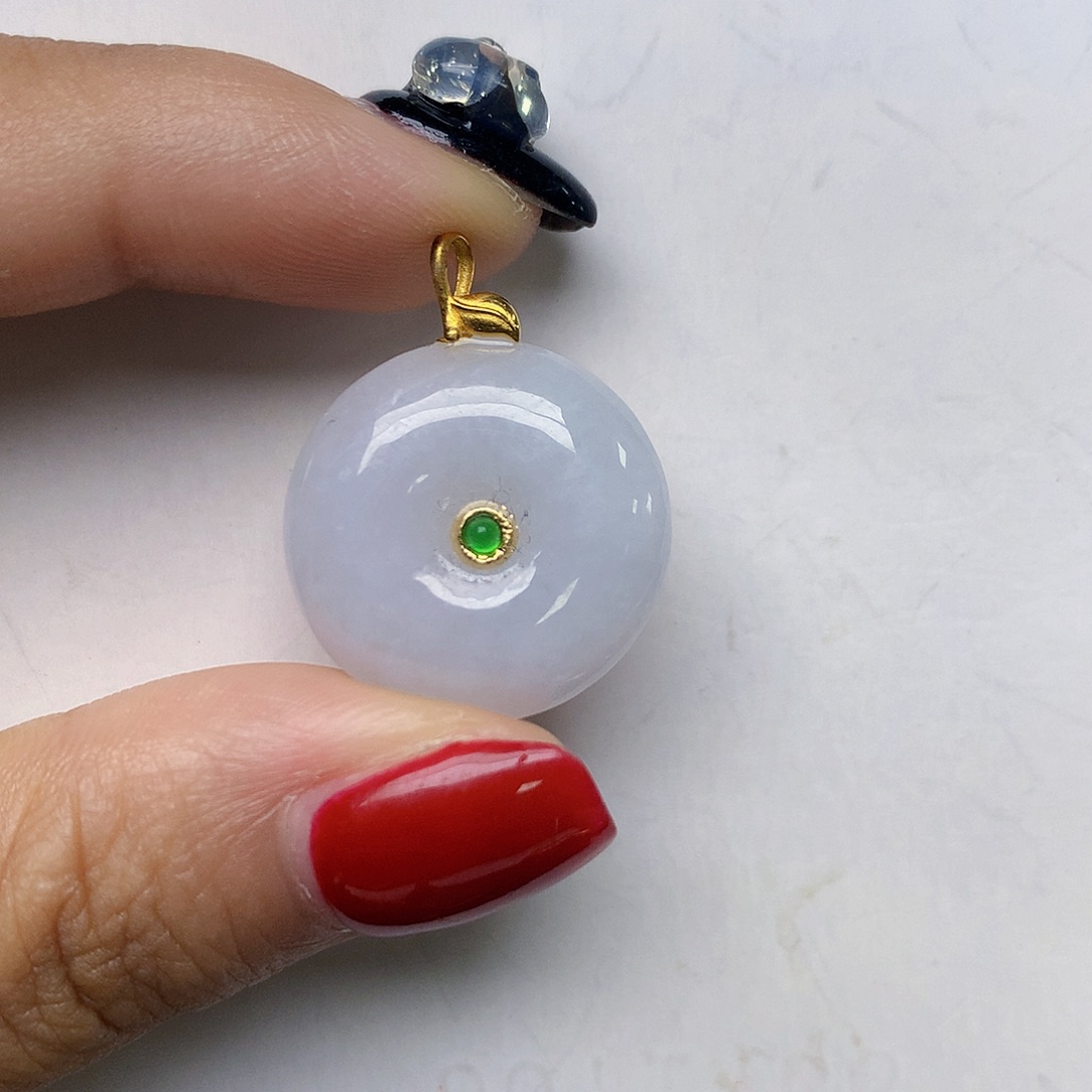 翡翠18K金镶嵌颈饰天然翡翠