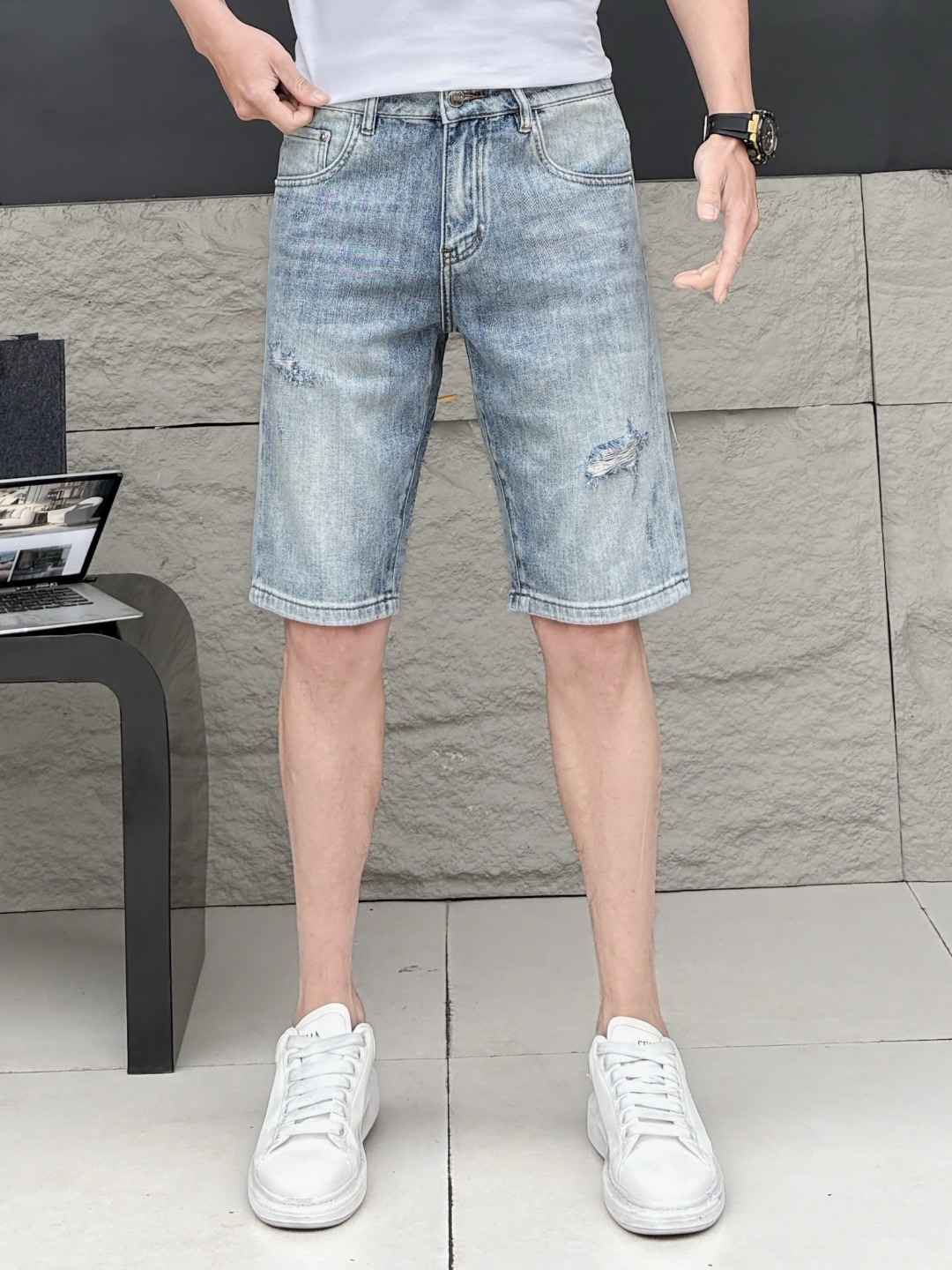 6520--短裤-2025新款男士修身小直筒牛仔裤