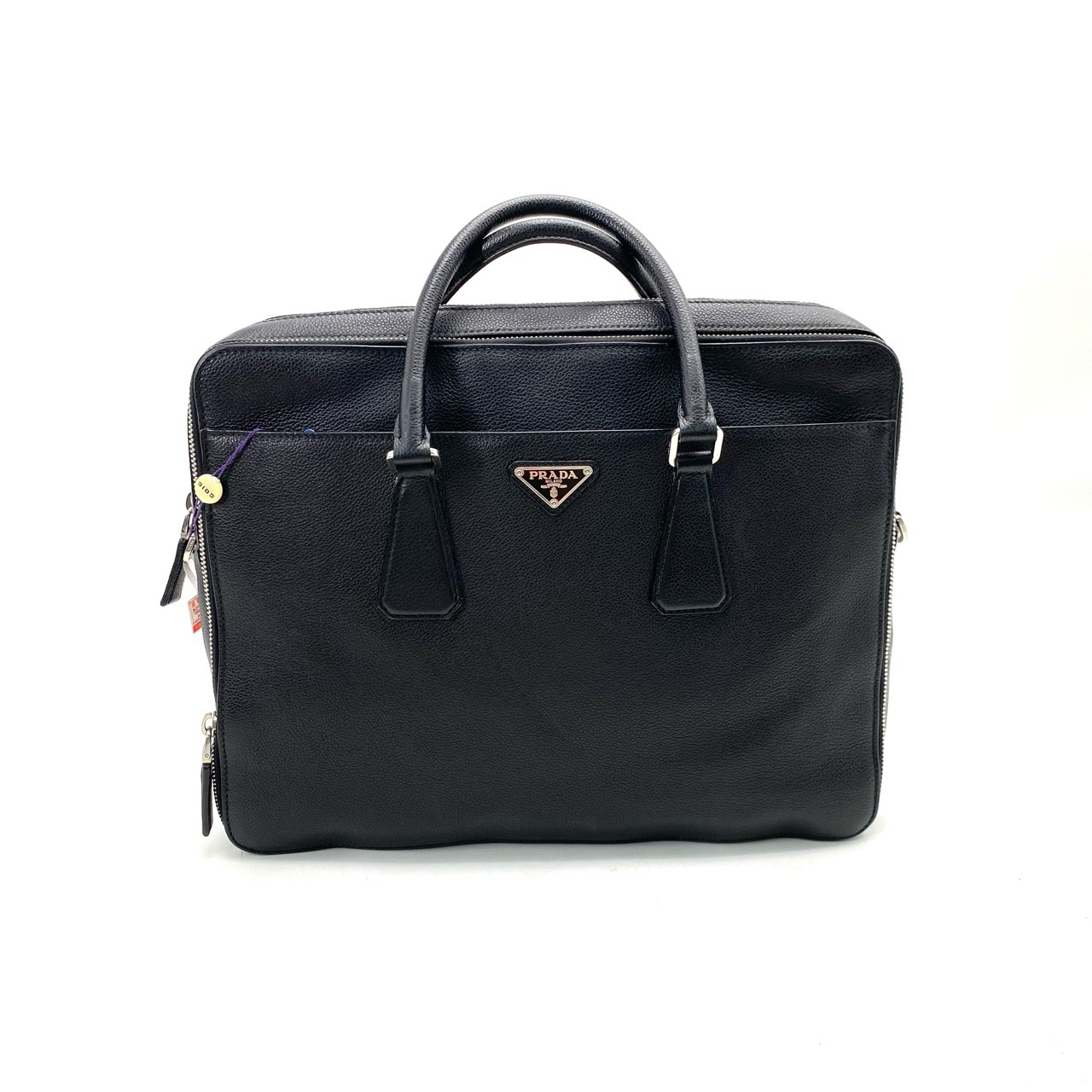 95新 Prada/普拉达 黑色全皮公文包 尺寸36/28 