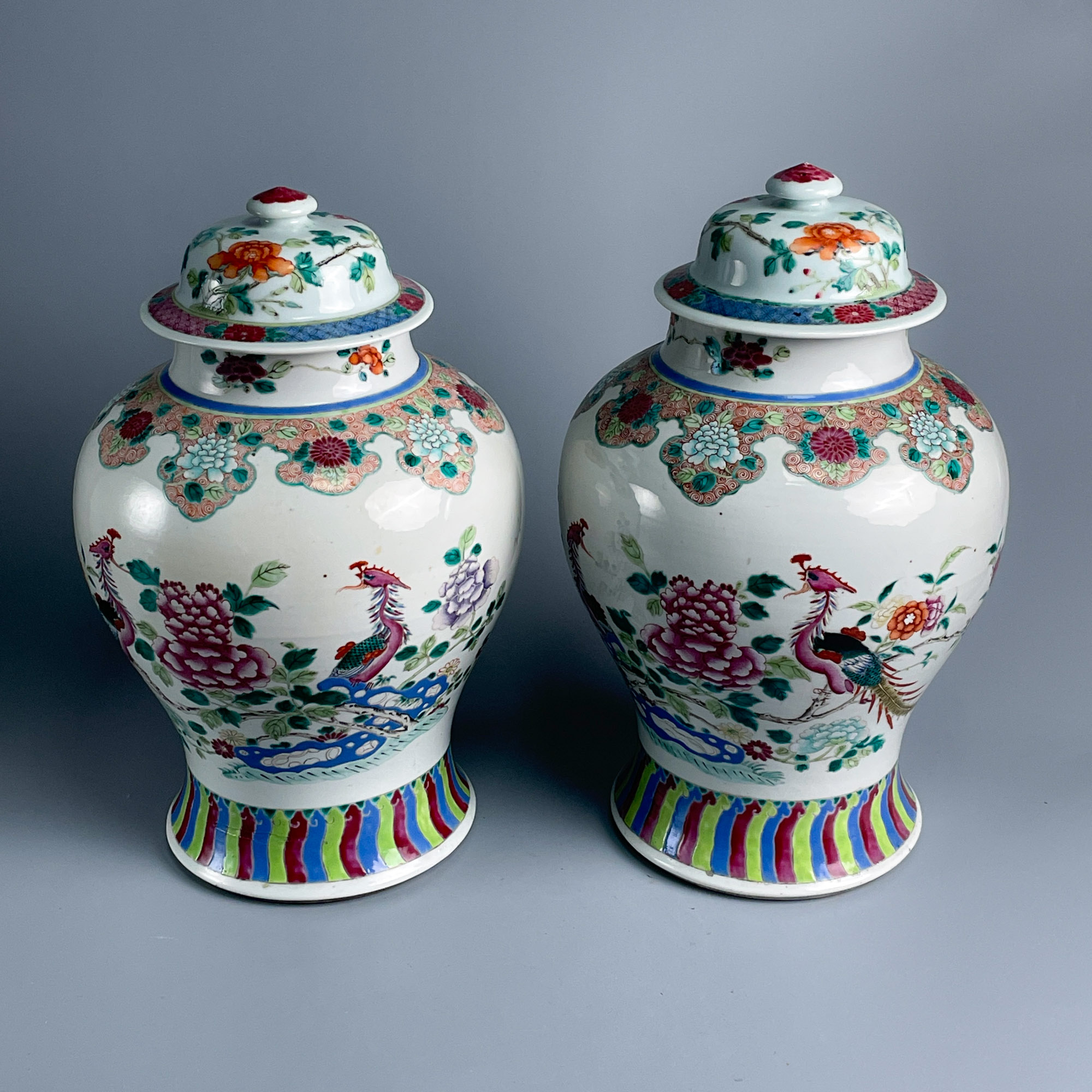 瓷器/古董民国凤穿牡丹纹将军盖罐M25AH001A58/收藏/文物/绣花张