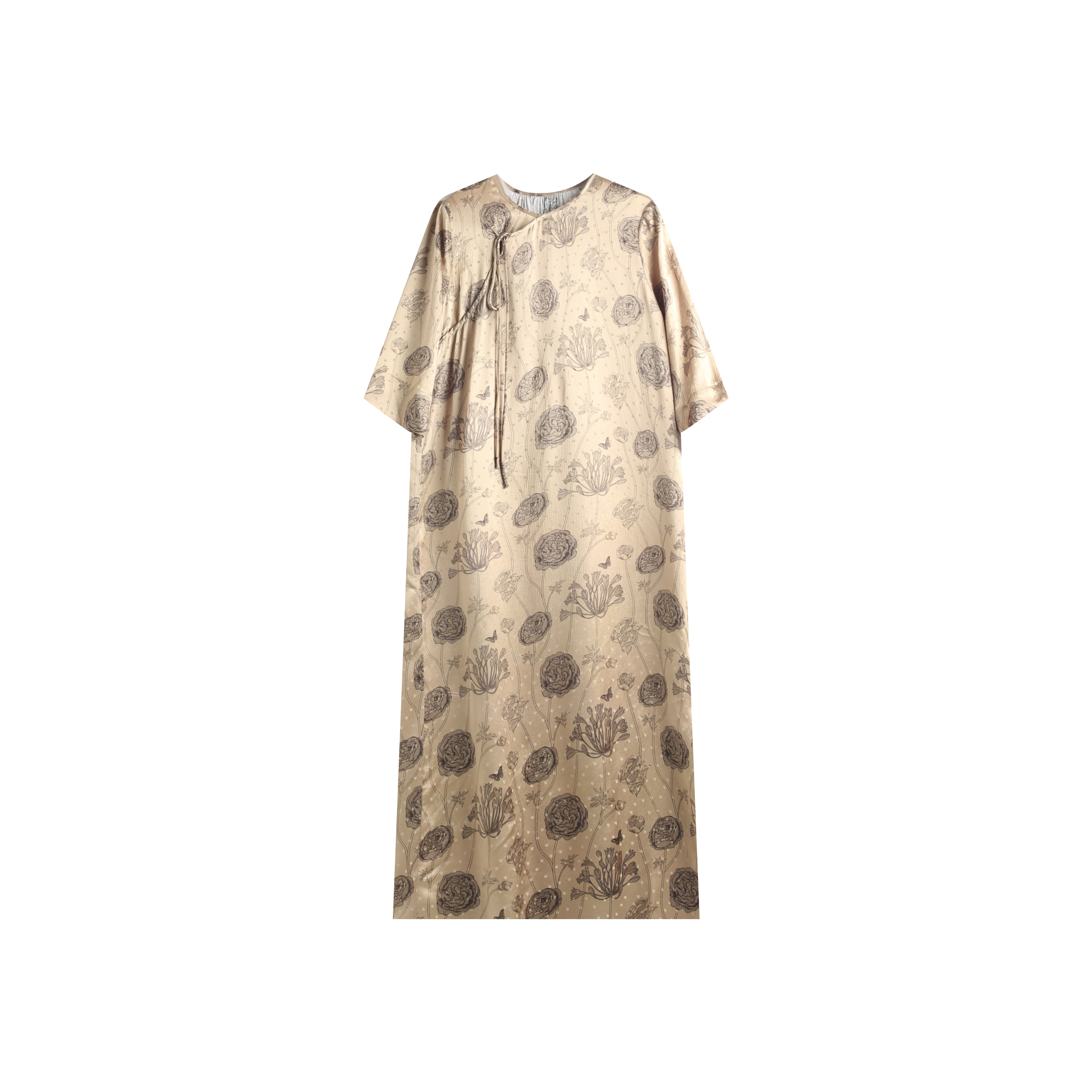 【粉丝专享】顺纡波点桑蚕丝连衣裙气质短袖真丝长裙YJHY-662183