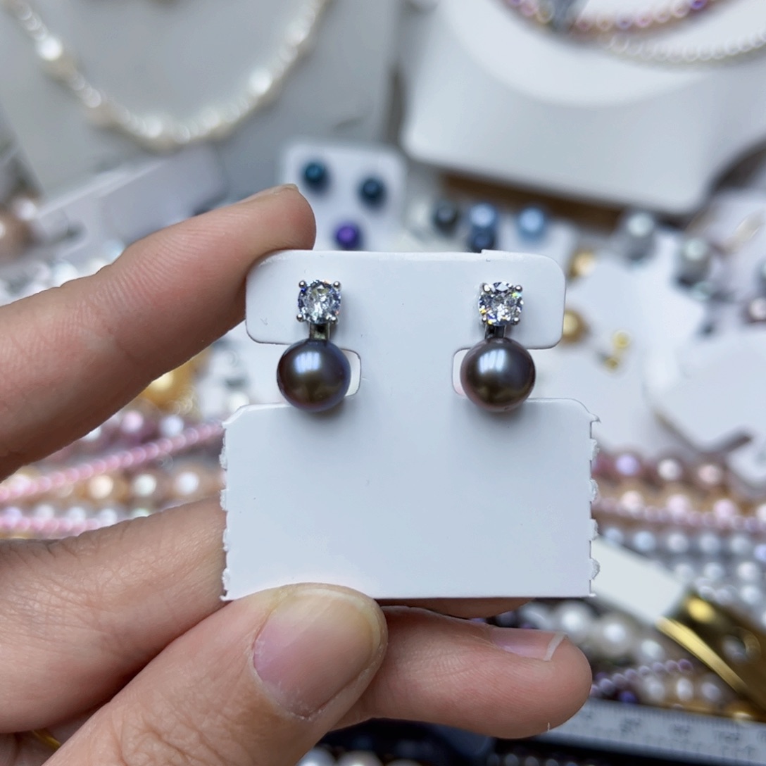 淡水珍珠耳饰银S925镶嵌