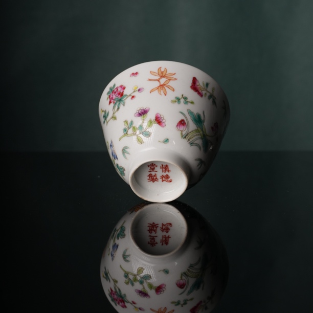 101 景德镇纯手绘青花粉彩复古主人杯