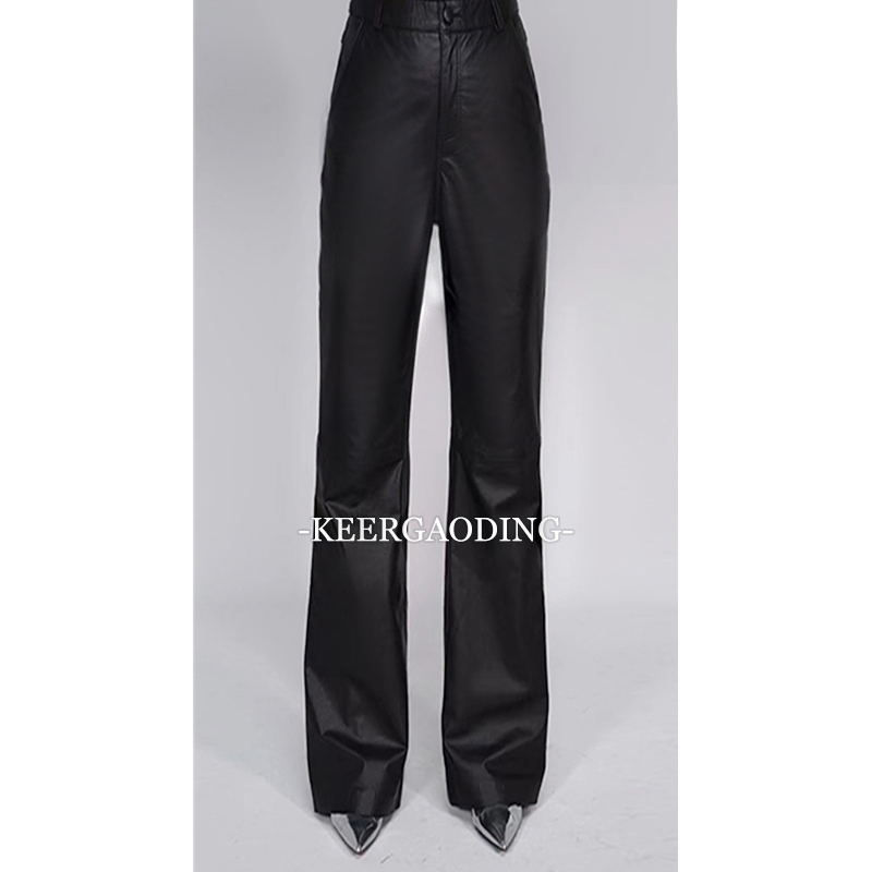 【高定牛皮神裤】高奢植鞣超软小牛皮加厚保暖直筒微喇裤FC-8807