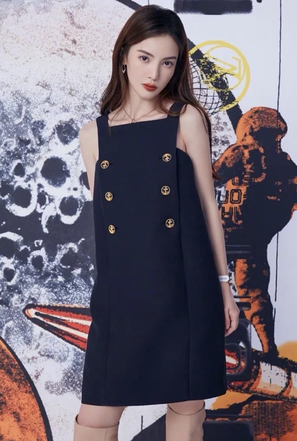 全新未使用 LouisVuitton/路易威登 bb1174 绵羊毛 金扣连衣裙34