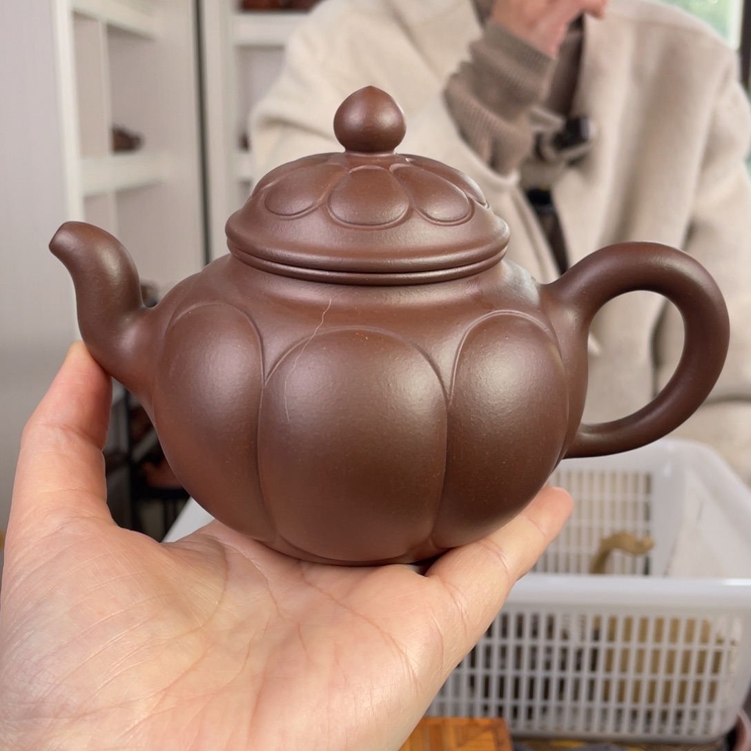 紫砂茶壶紫泥藕壶410cc