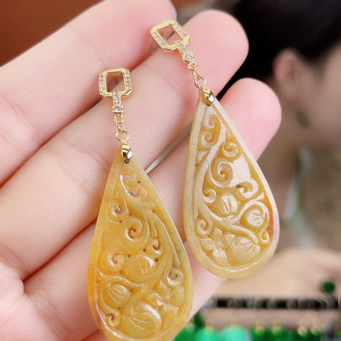 翡翠银S925镶嵌耳饰