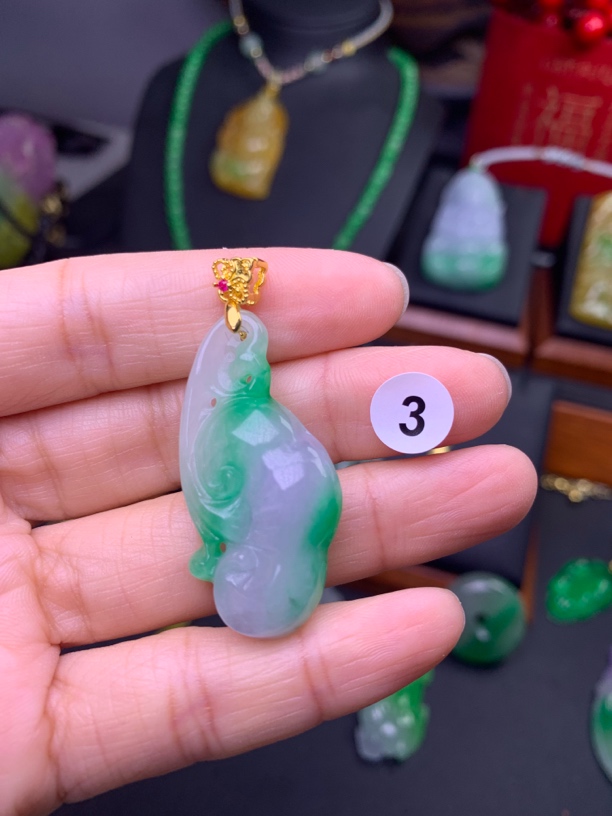 003翡翠如意吊坠项链