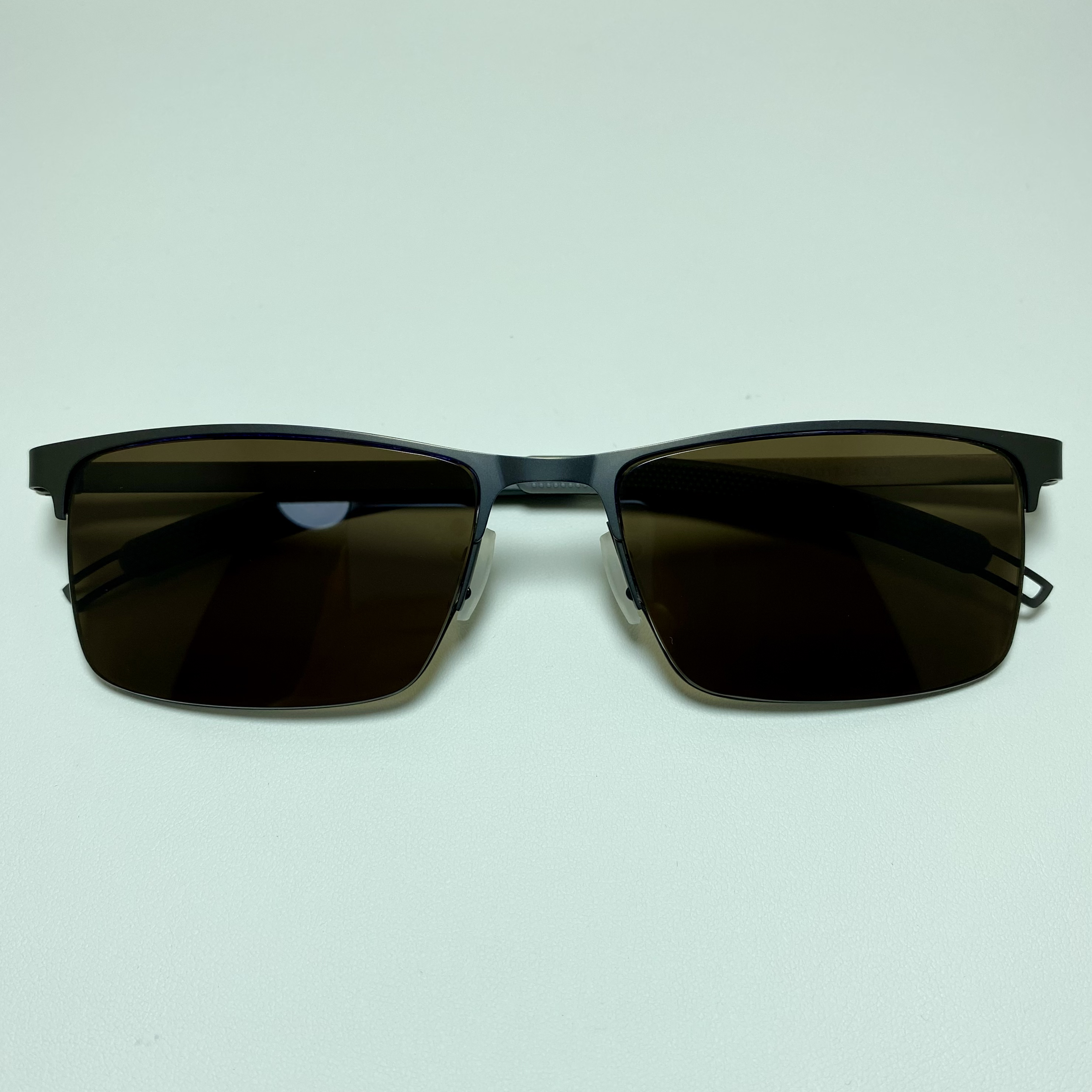 纯天然茶水晶深茶色半框拉丝商务款老石头镜