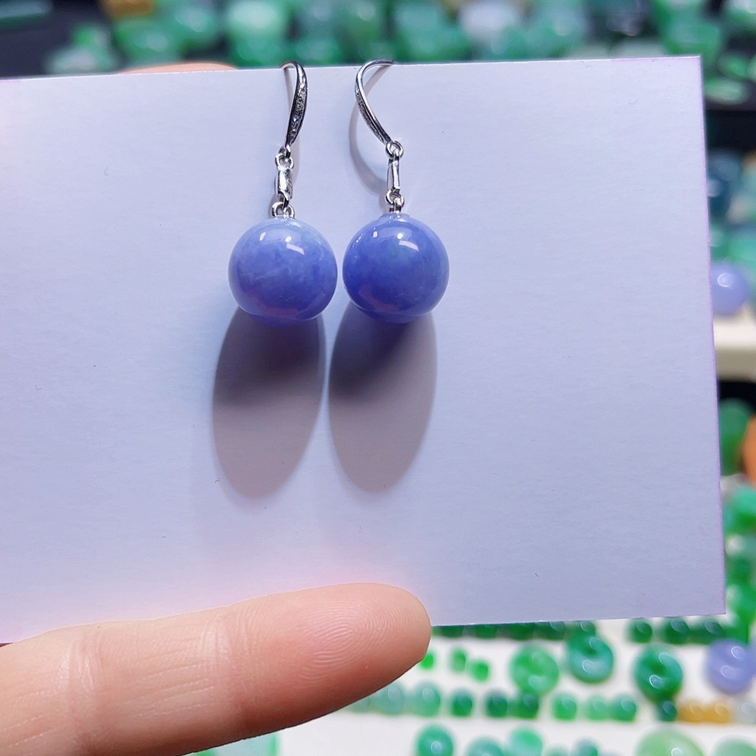 翡翠耳饰未镶嵌天然缅甸翡翠耳坠