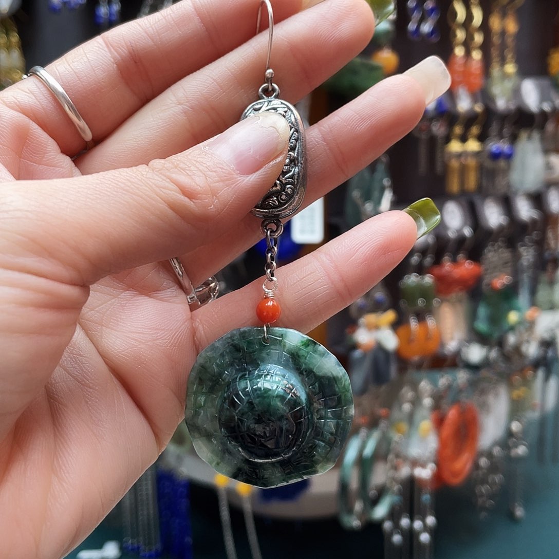 D***7翡翠未镶嵌耳饰饰品