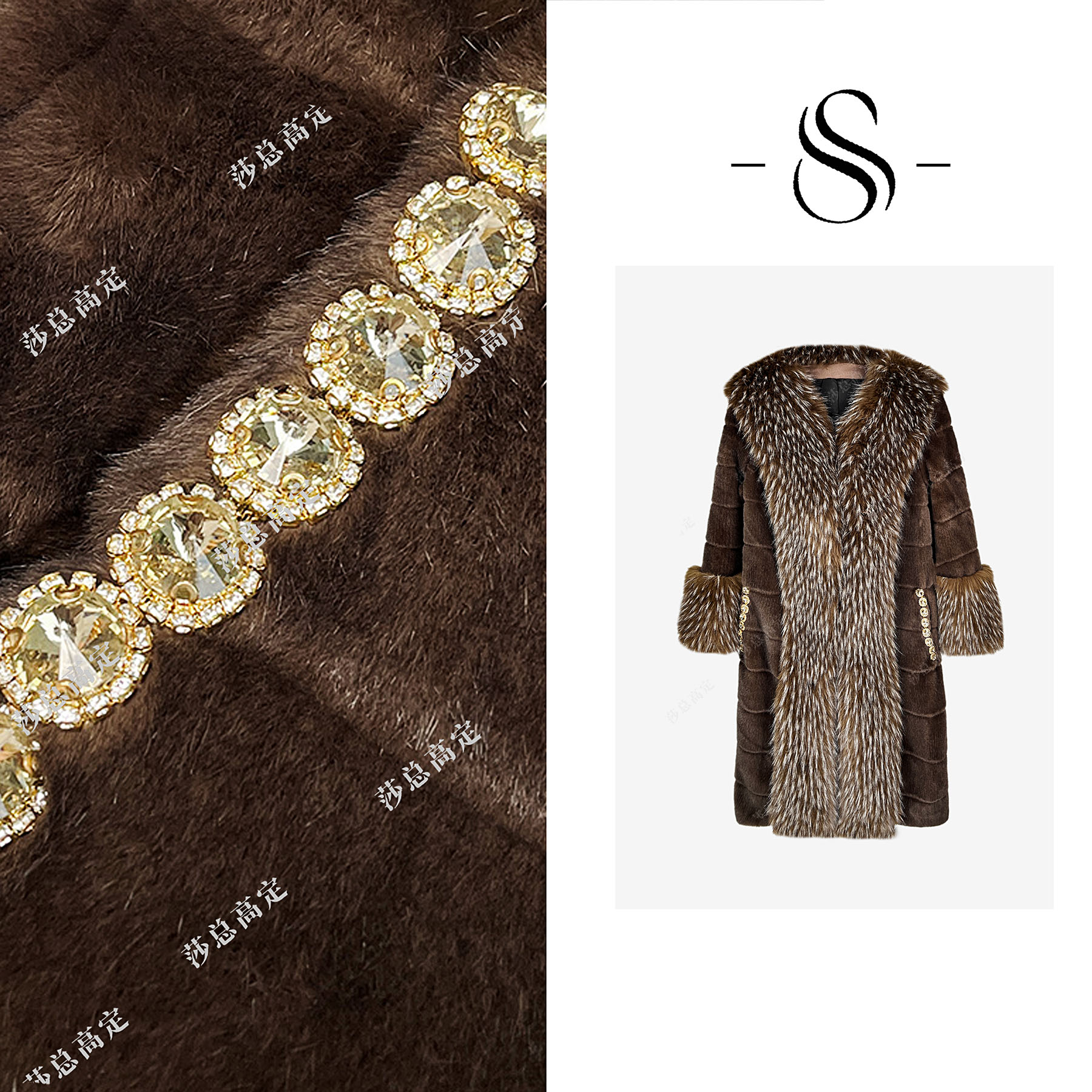 【丹丹】欧式冬季重工长款加厚保暖气质时尚毛外套女D0096