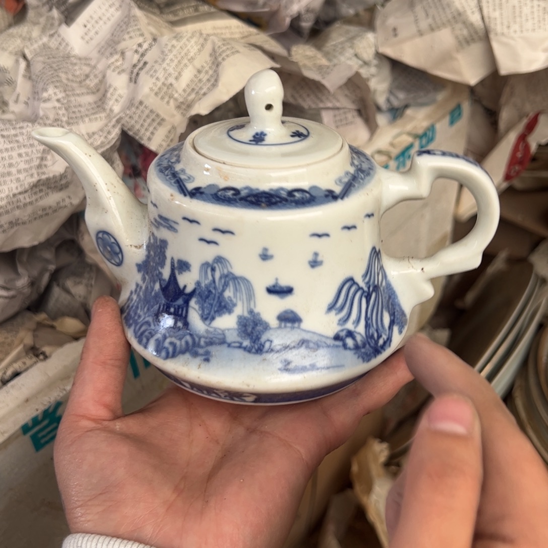 瓷350cc青花茶壶人民