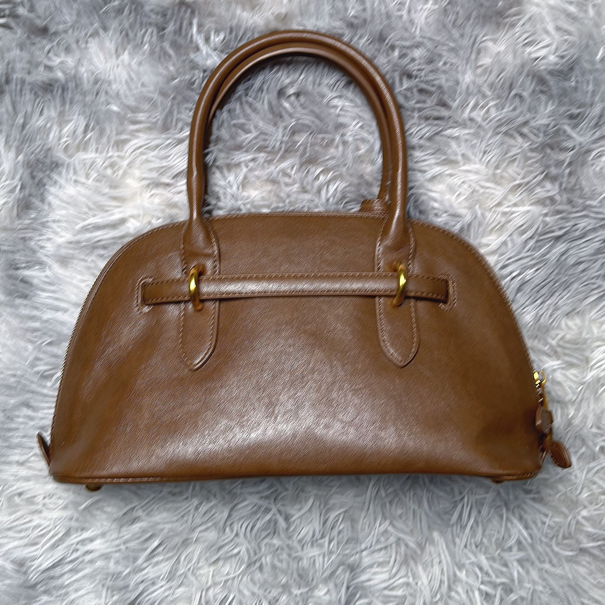 手工时尚百搭真皮女包贝壳棕色