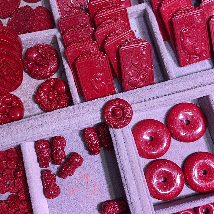 天然辰砂红晶砂平安扣