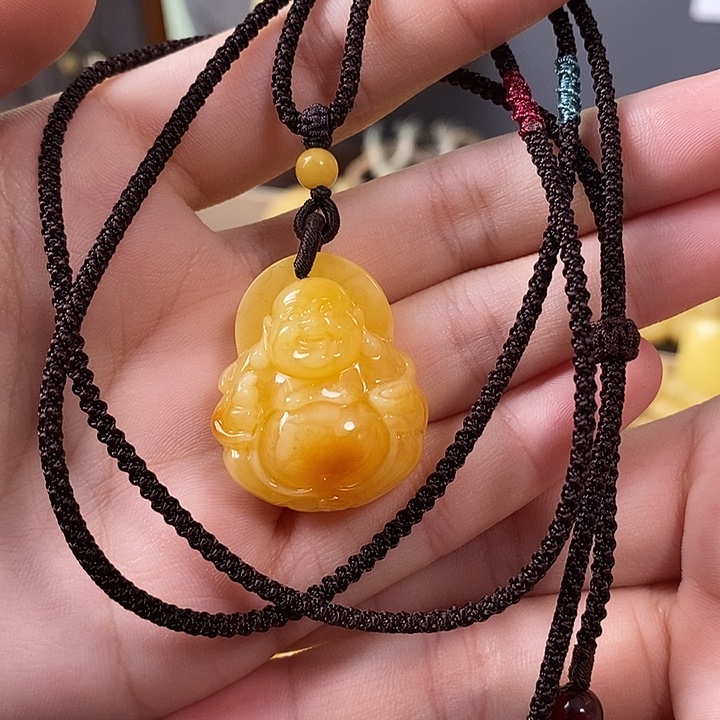 琥珀未镶嵌裸石弥勒佛