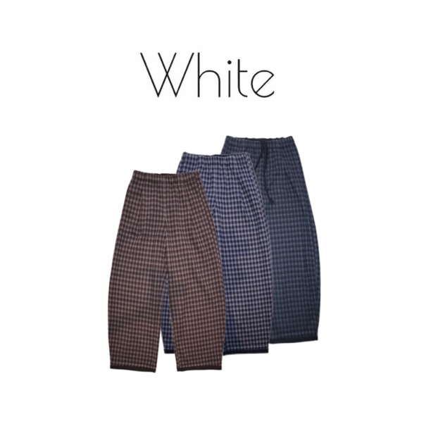 【欧培拉】松紧腰格子毛呢冬季长裤