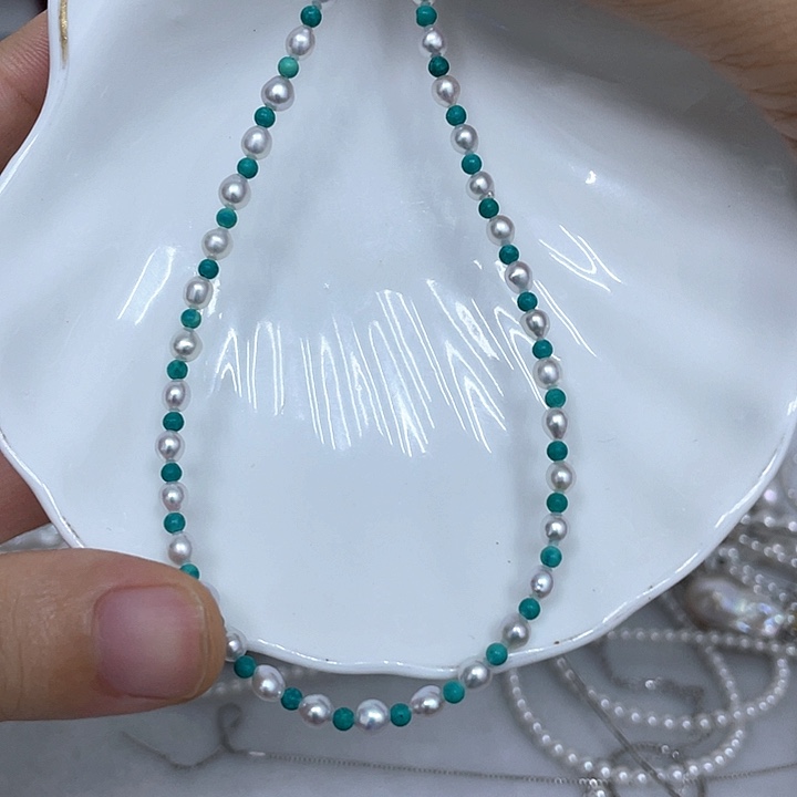 淡水珍珠银S925镶嵌颈饰