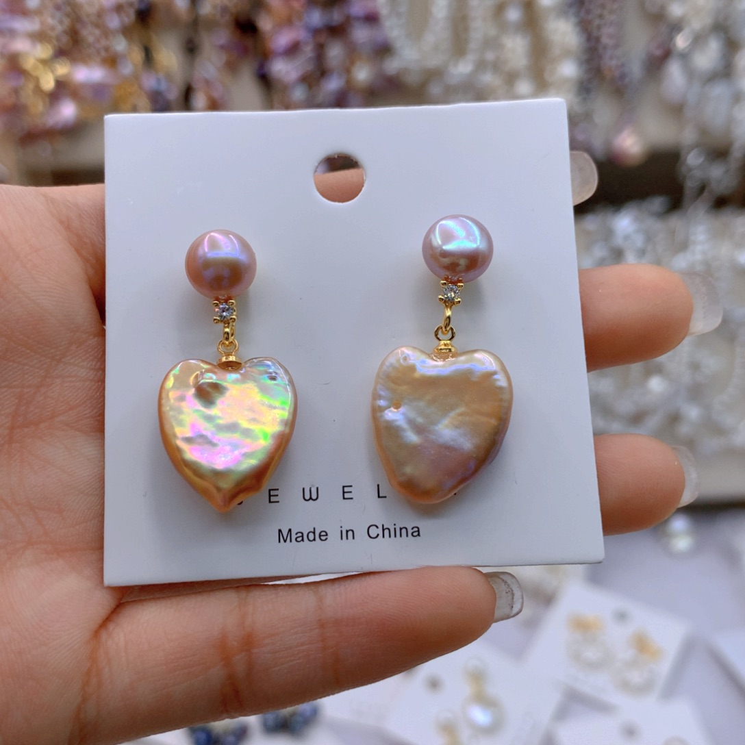 淡水珍珠耳饰银S925镶嵌