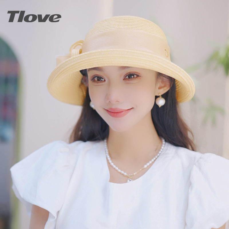 4721圆顶夏天春秋帽子蝴蝶结草帽遮阳帽春夏百搭夏季