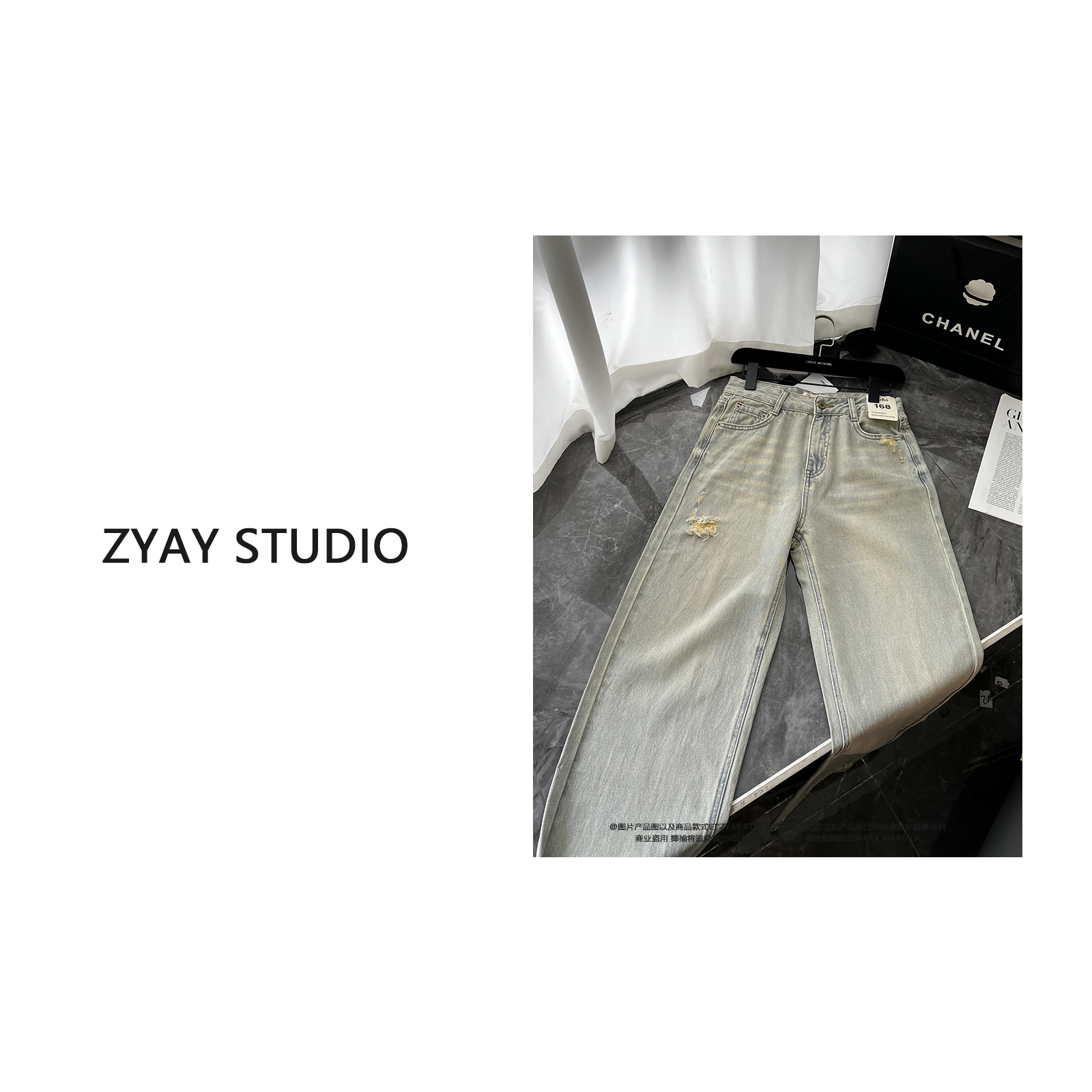 【ZYAY STUDIO】 南油高品质2025早春新款破洞休闲直筒牛仔裤女