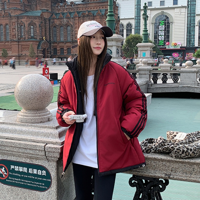 2025年冬季户外防风加厚情侣款棉服女满天星双面穿男女同款外套