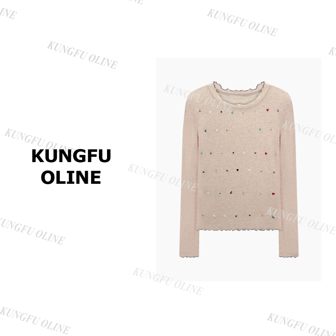 【YY】现CT42-13秋季流光风新款印花时尚长袖t恤女百搭短打底上衣