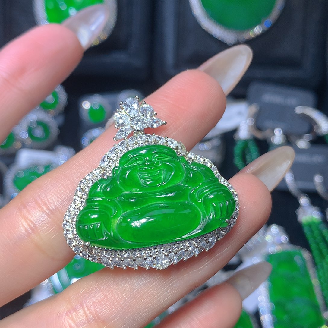 翡翠吊坠(不含链)银S925镶嵌翡翠