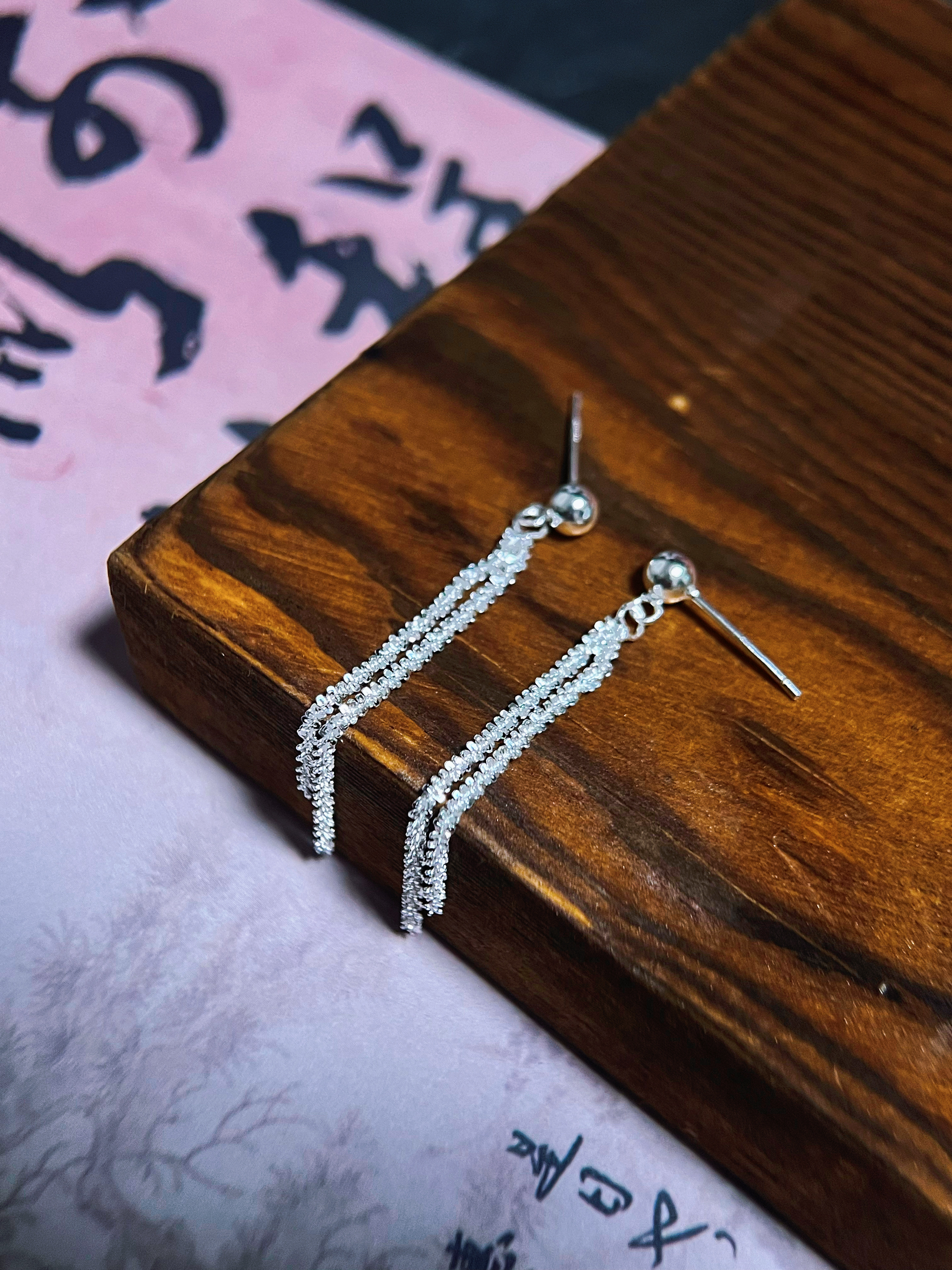 足银耳饰 足银耳饰 佰禧银饰 玉璃耳饰百搭简约素款银耳饰礼物