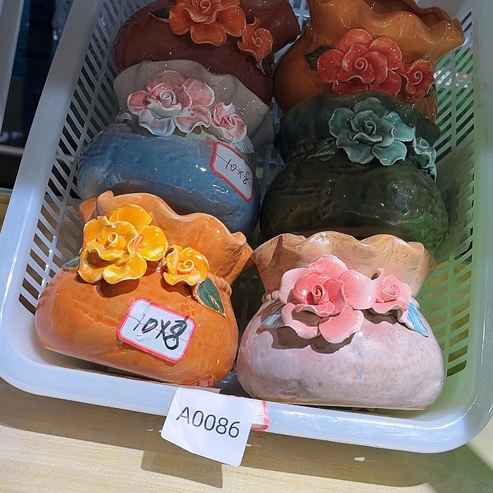 瓷片花盆多肉植物艺术品