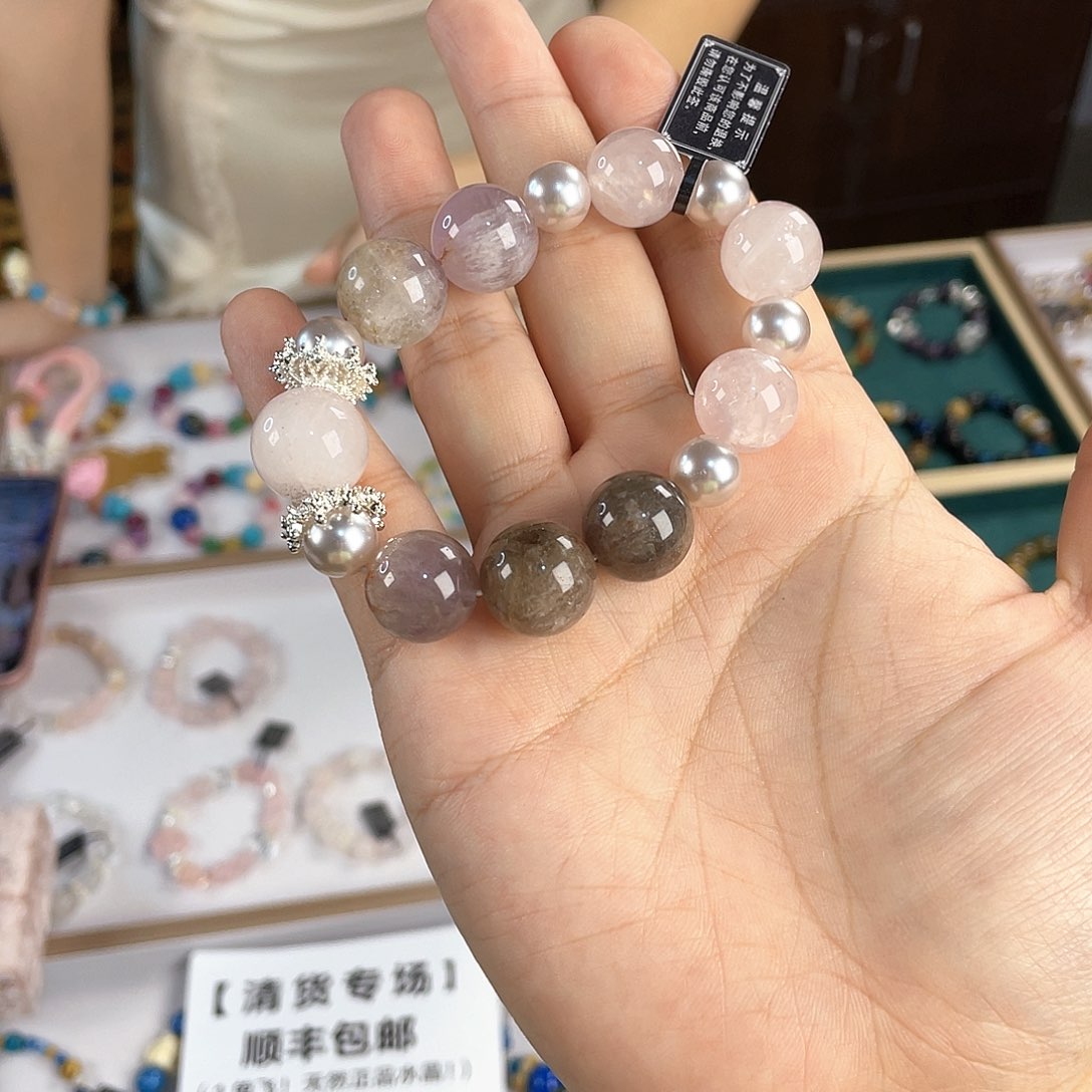 水晶手链银S925镀金镶嵌