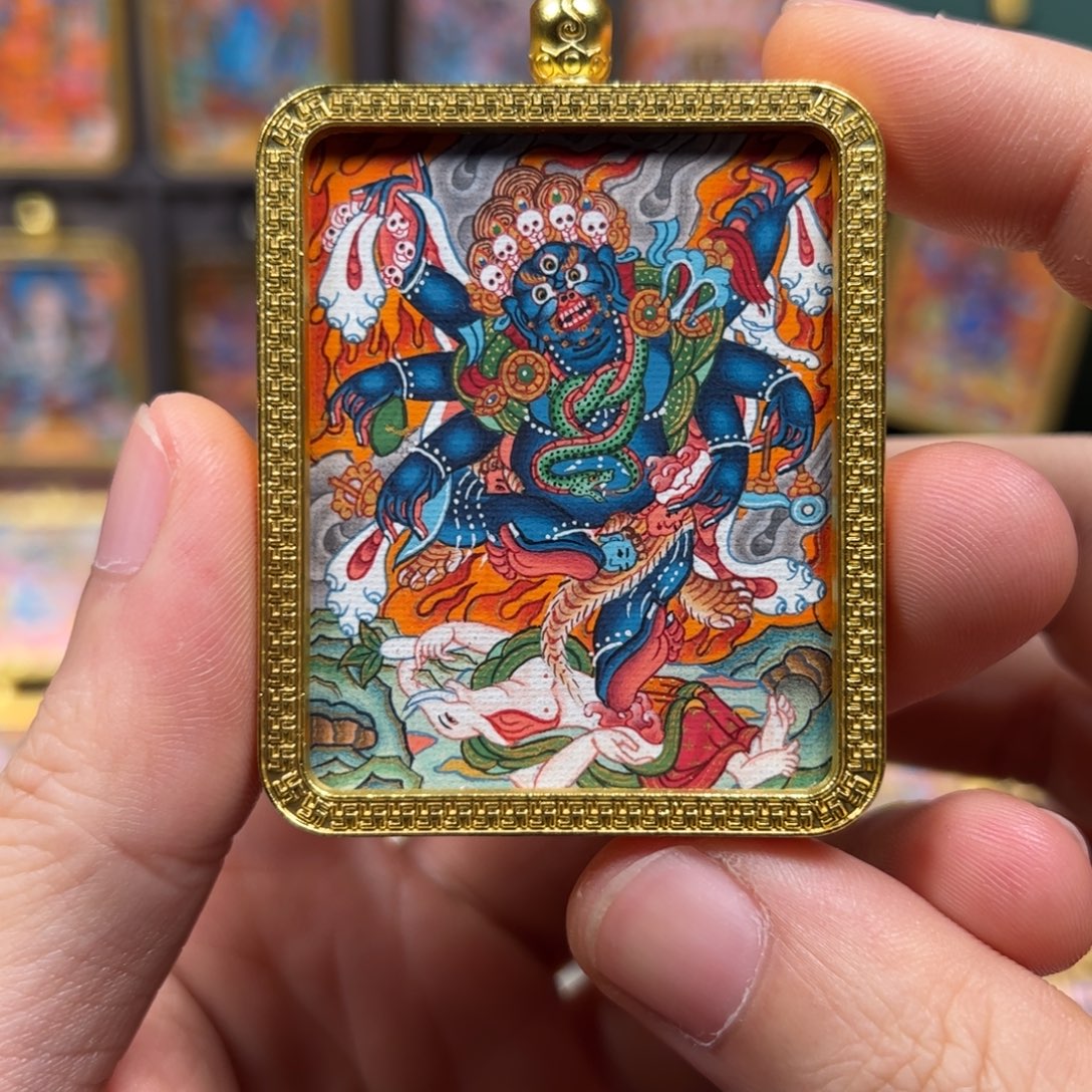 吊坠大黑天玛哈嘎拉纯手绘唐卡