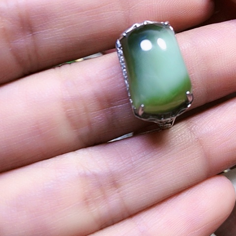 和田玉银S925镶嵌戒指