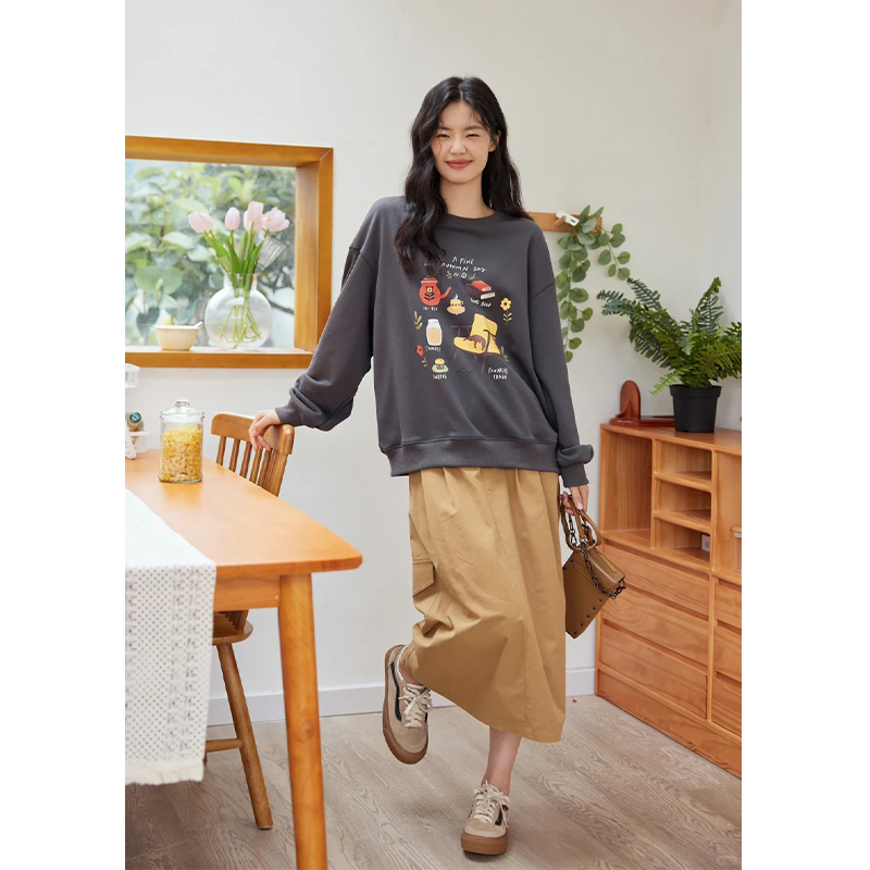 【佐】奈●简约气质韩版休闲时尚卫衣2025年春专柜撤柜女装