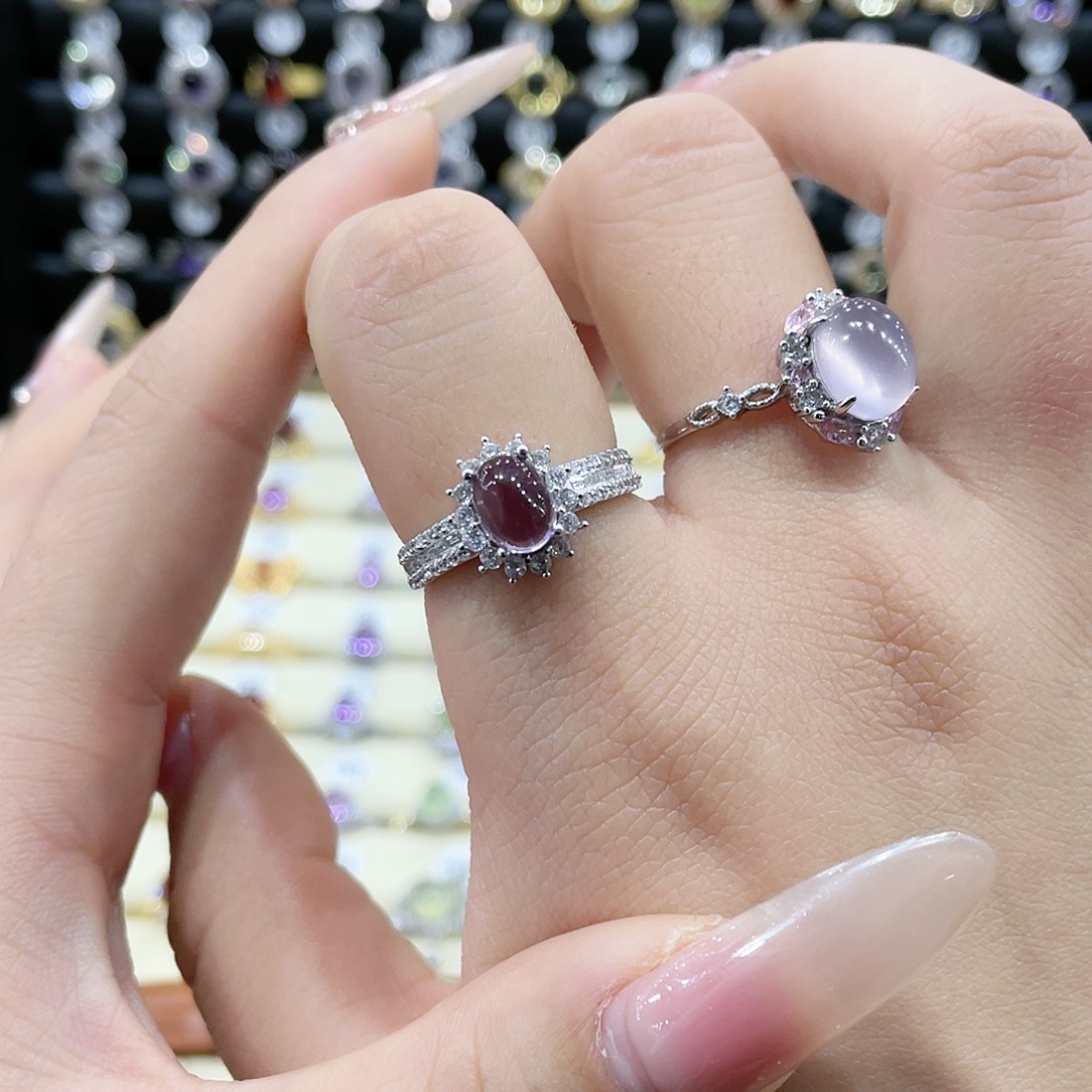 紫晶戒指银S925镶嵌戒指