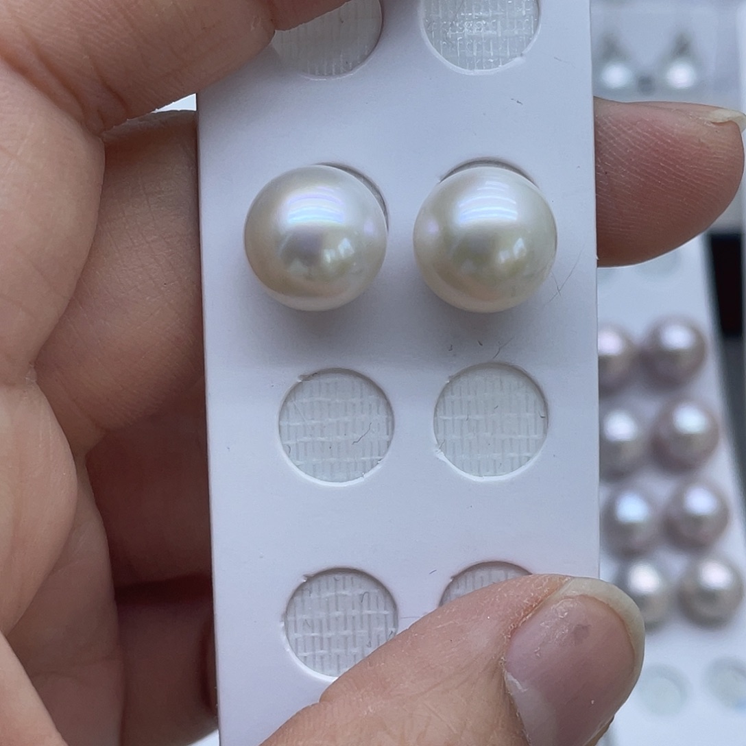 银S925镶嵌耳饰淡水珍珠