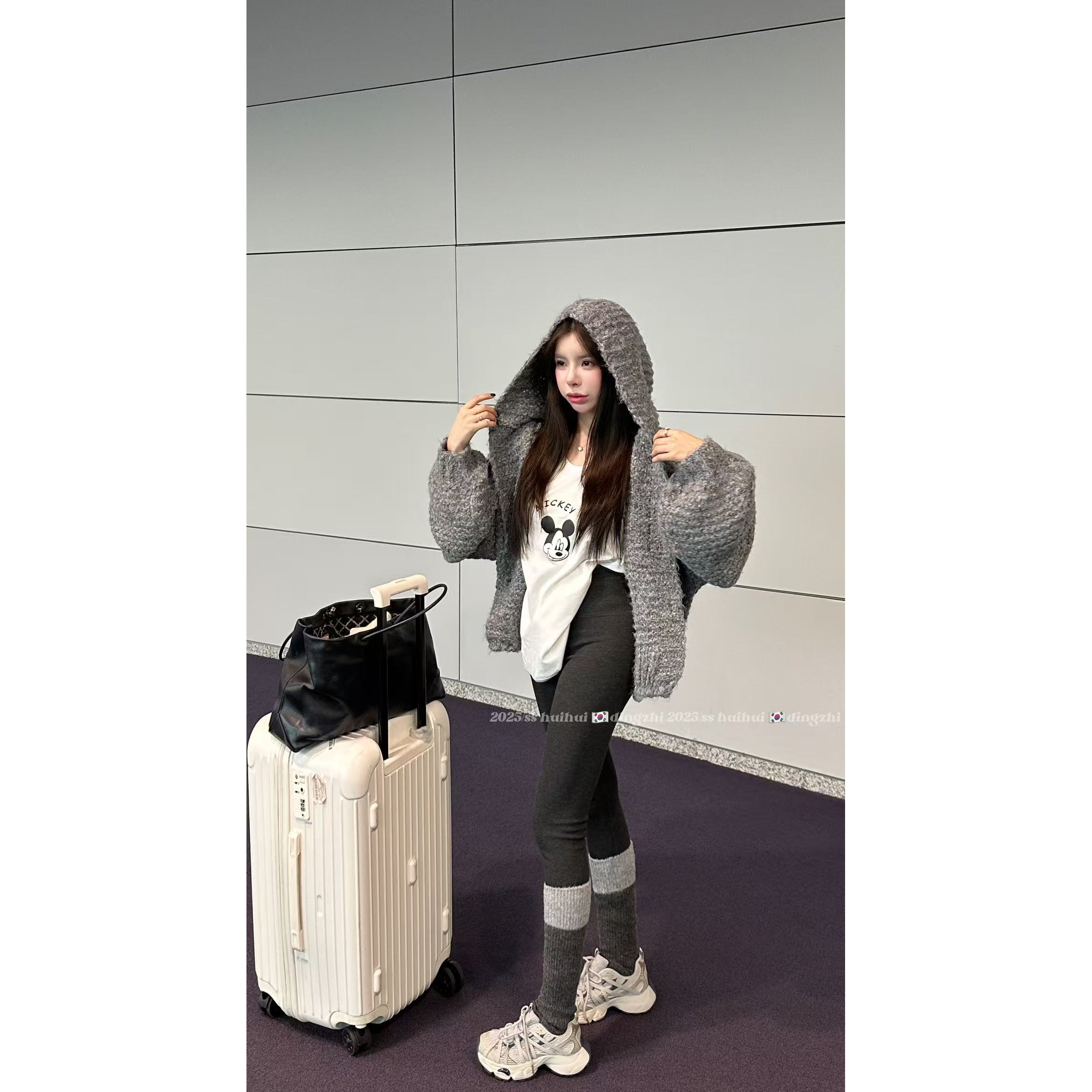 【HuiHui】东大门宽松加厚毛针织衫长袖连帽外套时尚（L0307）