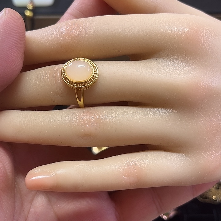 和田玉戒指银S925镶嵌