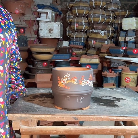 紫砂花盆竹节盆一个