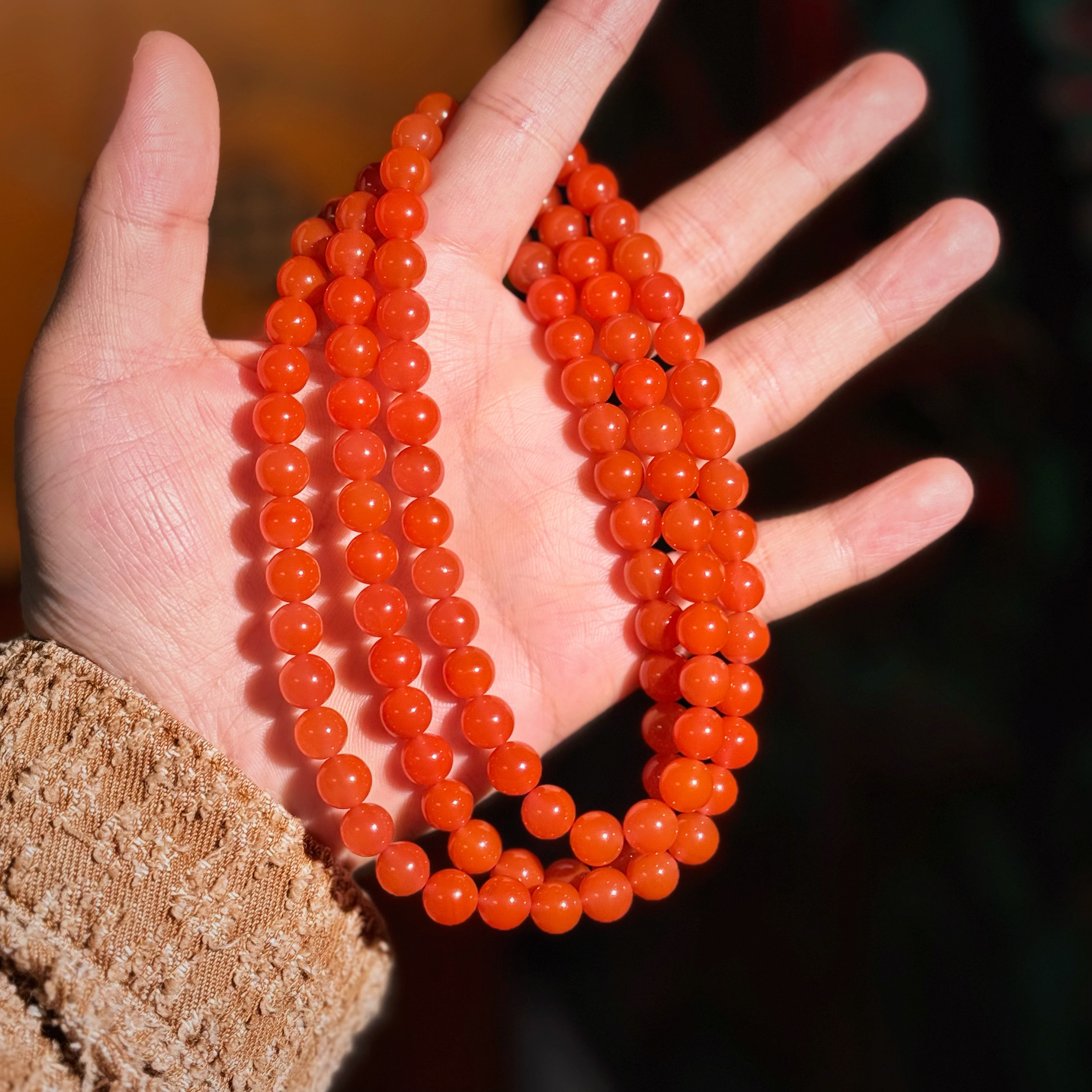 小天出品·收藏级皇家矿口保山大黑洞南红佛珠系列（多样性发一件）