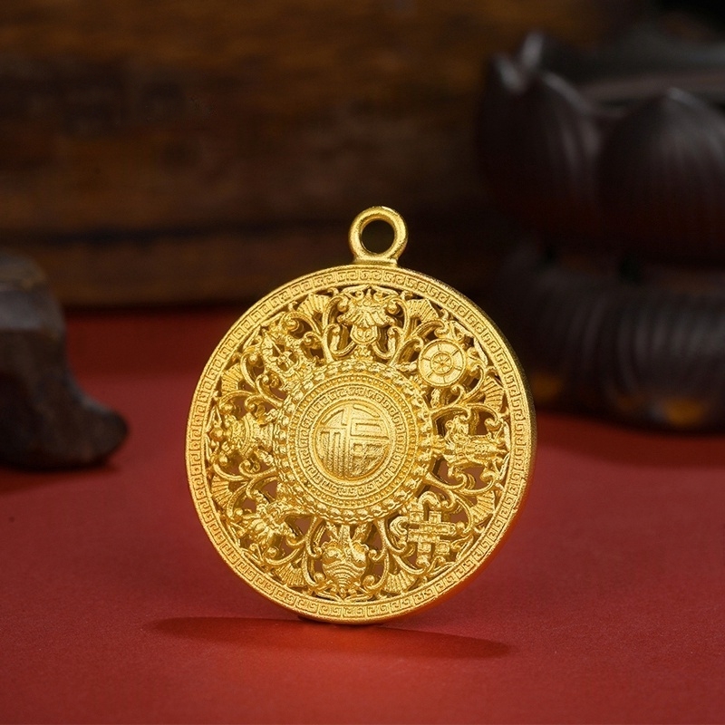 吊坠足银 经典款罗盘吊坠 礼盒装  复古女王古法国潮镂空花丝坠链